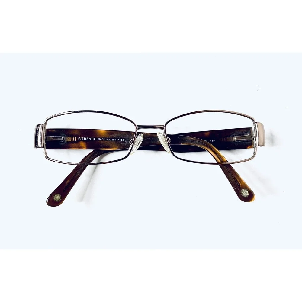 Versace Copper Metal Rectangular Glasses W Brown Temples Italy MOD1168 52 16 135